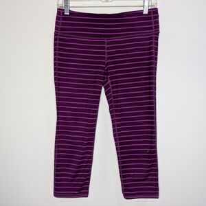 ✨3/$15 Athleta Purple Striped Crop Workout Exercise Athletic Legging M